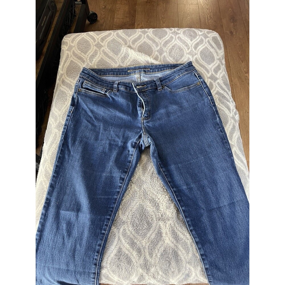 Michael Kors Skinny Women's Stretch Denim Jeans Size 10 Blue 5-Pocket Button